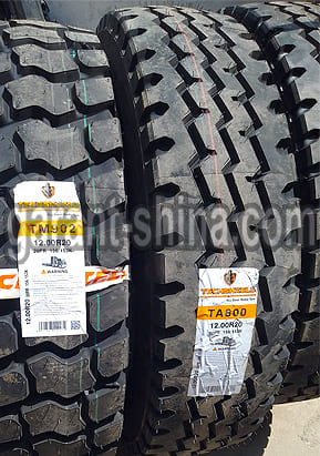 Techshield TA800 (универсальная) 12.00 R20 156/153K 20PR - Фото протектора с этикеткой